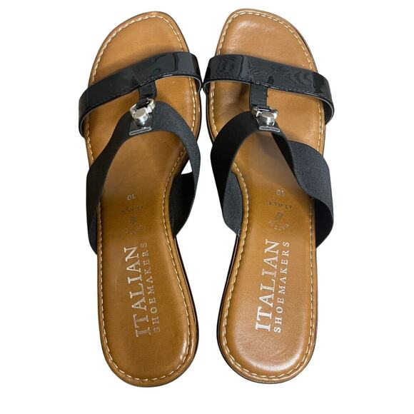 Italian Shoemakers Black Quiz Wedge Open Toe Sandal Women's Size 10 - Picture 4 of 7